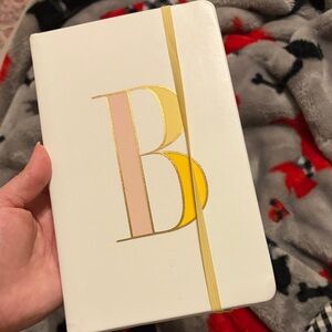 Kate Spade White and Gold Monogrammed Notebook